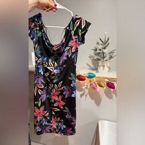 Guess Black Dress with Vibrant Floral Design
